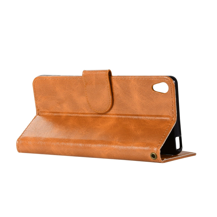 For Sony Xperia L1 Retro Copper Button Crazy Horse Horizontal Flip PU Leather Case with Holder & Card Slots & Wallet & Lanyard