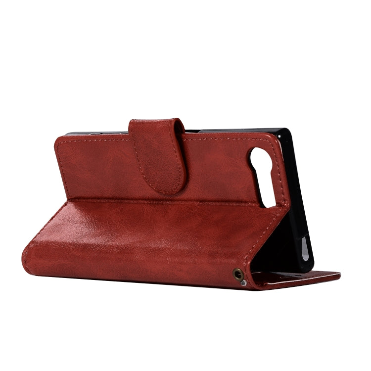 For Sony Xperia X Compact Retro Copper Button Crazy Horse Horizontal Flip PU Leather Case with Holder & Card Slots & Wallet & Lanyard