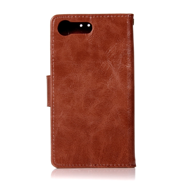 For Sony Xperia X Compact Retro Copper Button Crazy Horse Horizontal Flip PU Leather Case with Holder & Card Slots & Wallet & Lanyard