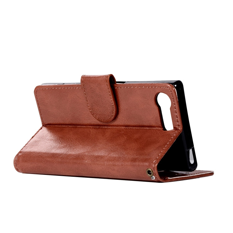For Sony Xperia X Compact Retro Copper Button Crazy Horse Horizontal Flip PU Leather Case with Holder & Card Slots & Wallet & Lanyard