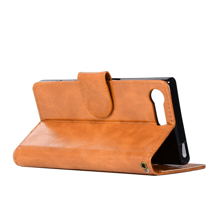 For Sony Xperia X Compact Retro Copper Button Crazy Horse Horizontal Flip PU Leather Case with Holder & Card Slots & Wallet & Lanyard