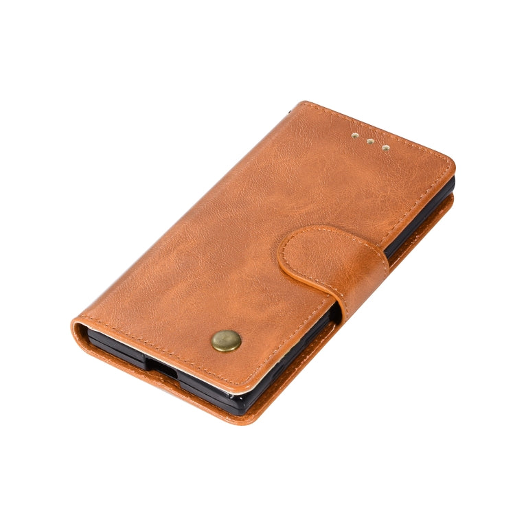 For Sony Xperia X Compact Retro Copper Button Crazy Horse Horizontal Flip PU Leather Case with Holder & Card Slots & Wallet & Lanyard