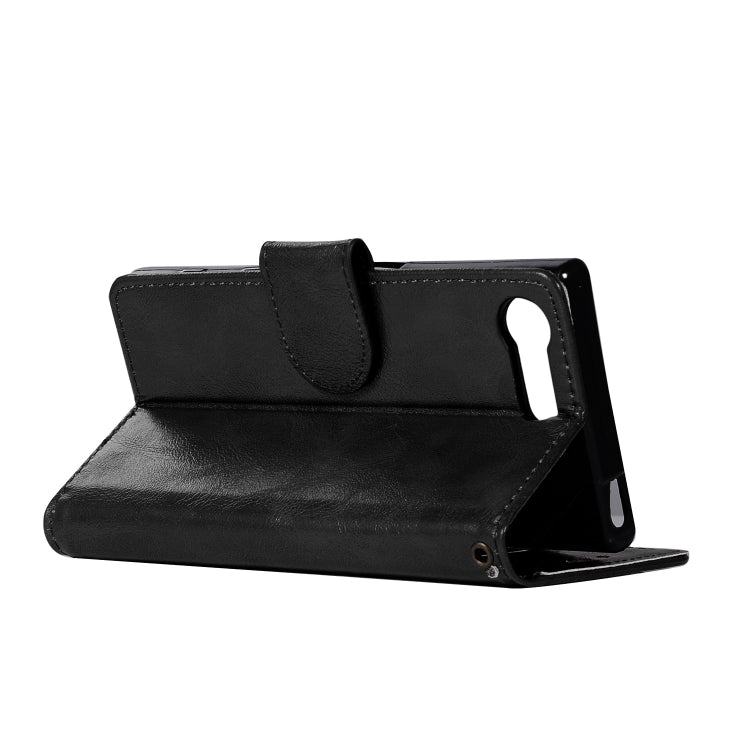 For Sony Xperia X Compact Retro Copper Button Crazy Horse Horizontal Flip PU Leather Case with Holder & Card Slots & Wallet & Lanyard