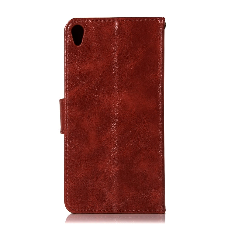 For Sony Xperia X Performance Retro Copper Button Crazy Horse Horizontal Flip PU Leather Case with Holder & Card Slots & Wallet & Lanyard