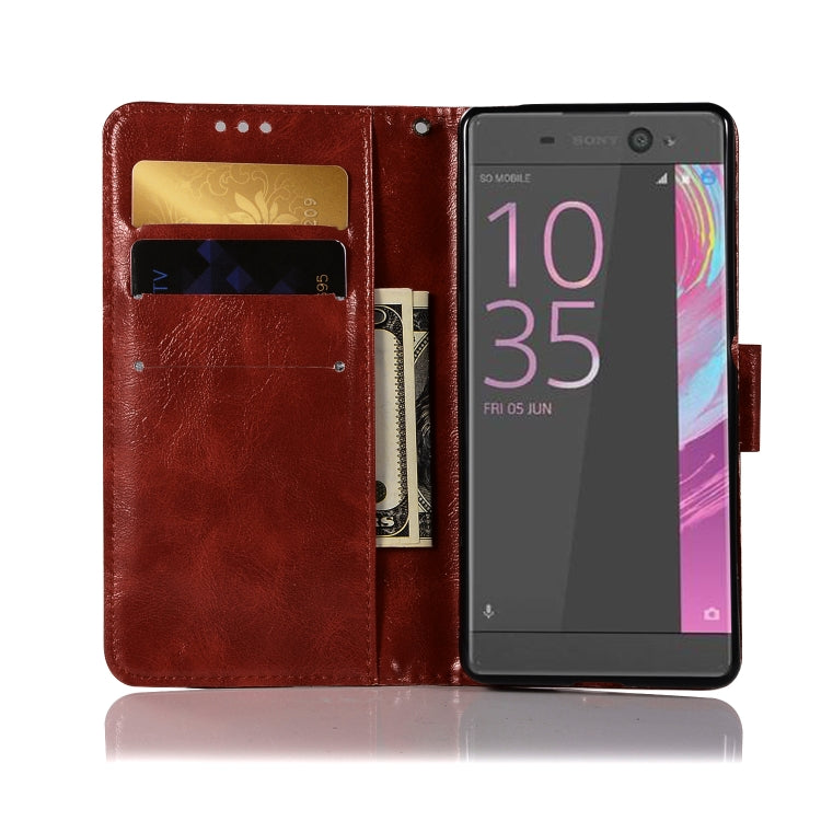 For Sony Xperia X Performance Retro Copper Button Crazy Horse Horizontal Flip PU Leather Case with Holder & Card Slots & Wallet & Lanyard