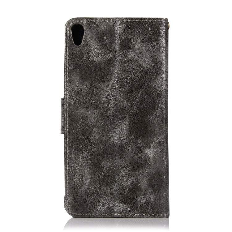 For Sony Xperia X Performance Retro Copper Button Crazy Horse Horizontal Flip PU Leather Case with Holder & Card Slots & Wallet & Lanyard