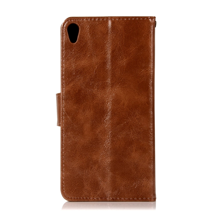 For Sony Xperia X Performance Retro Copper Button Crazy Horse Horizontal Flip PU Leather Case with Holder & Card Slots & Wallet & Lanyard