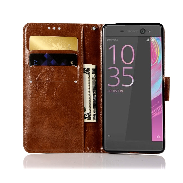 For Sony Xperia X Performance Retro Copper Button Crazy Horse Horizontal Flip PU Leather Case with Holder & Card Slots & Wallet & Lanyard
