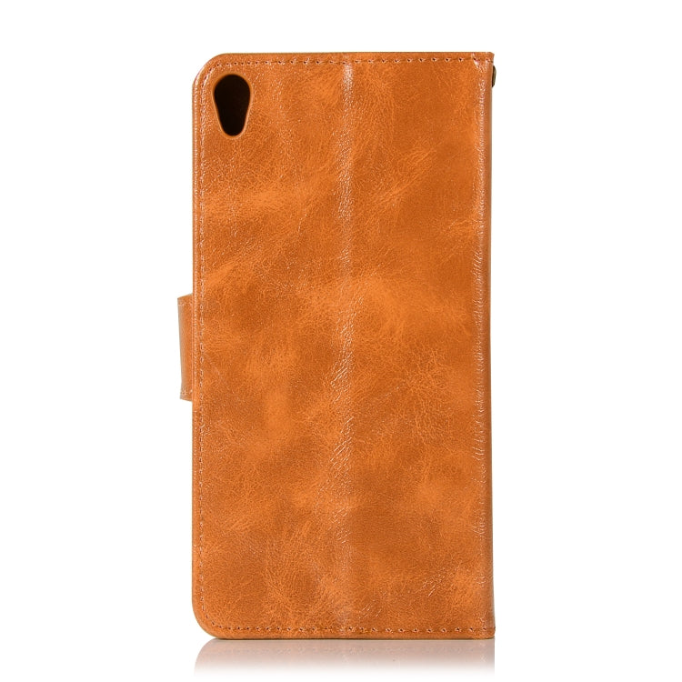For Sony Xperia X Performance Retro Copper Button Crazy Horse Horizontal Flip PU Leather Case with Holder & Card Slots & Wallet & Lanyard