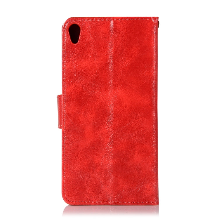 For Sony Xperia X Performance Retro Copper Button Crazy Horse Horizontal Flip PU Leather Case with Holder & Card Slots & Wallet & Lanyard