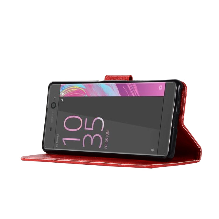 For Sony Xperia X Performance Retro Copper Button Crazy Horse Horizontal Flip PU Leather Case with Holder & Card Slots & Wallet & Lanyard