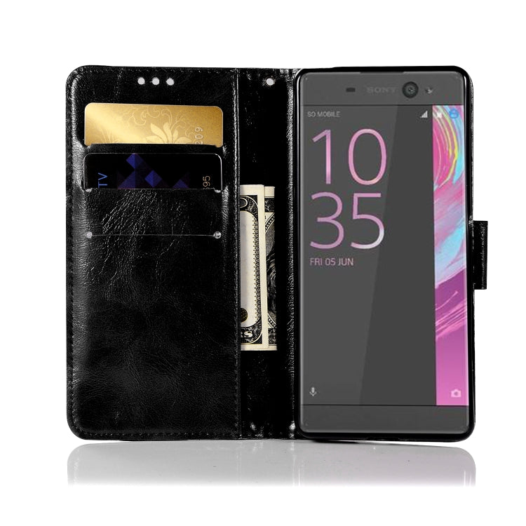 For Sony Xperia X Performance Retro Copper Button Crazy Horse Horizontal Flip PU Leather Case with Holder & Card Slots & Wallet & Lanyard