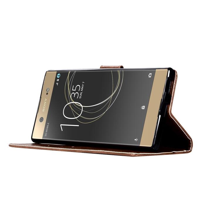 For Sony Xperia XA Ultra / C6 Retro Copper Button Crazy Horse Horizontal Flip PU Leather Case with Holder & Card Slots & Wallet & Lanyard