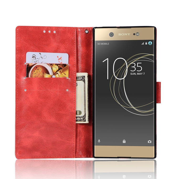 For Sony Xperia XA Ultra / C6 Retro Copper Button Crazy Horse Horizontal Flip PU Leather Case with Holder & Card Slots & Wallet & Lanyard