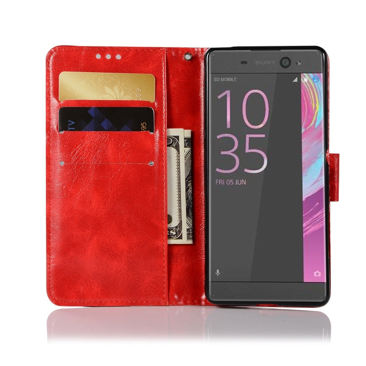 For Sony Xperia XA Retro Copper Button Crazy Horse Horizontal Flip PU Leather Case with Holder & Card Slots & Wallet & Lanyard