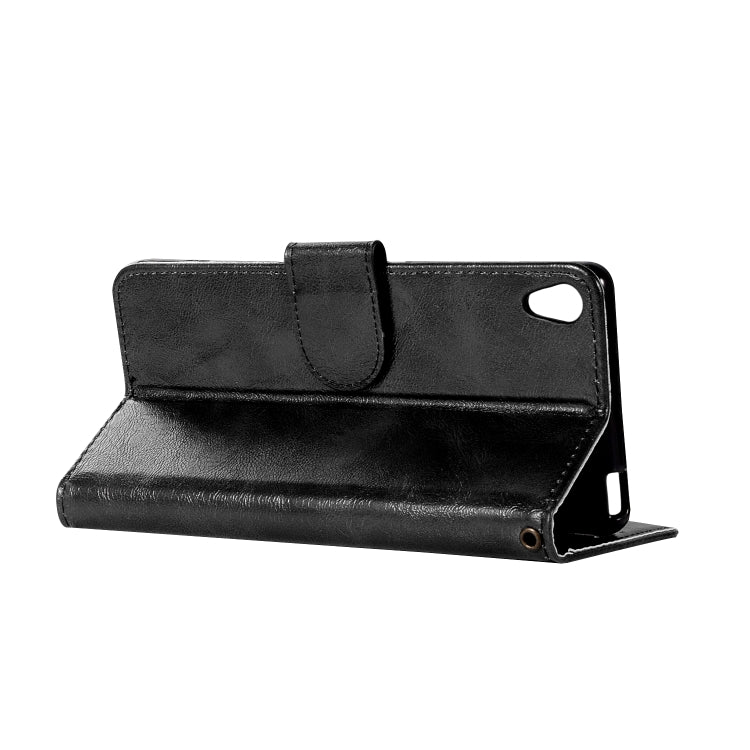 For Sony Xperia XA Retro Copper Button Crazy Horse Horizontal Flip PU Leather Case with Holder & Card Slots & Wallet & Lanyard