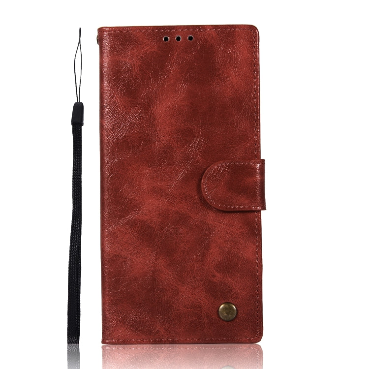 For Sony Xperia XA1 Plus Retro Copper Button Crazy Horse Horizontal Flip PU Leather Case with Holder & Card Slots & Wallet & Lanyard