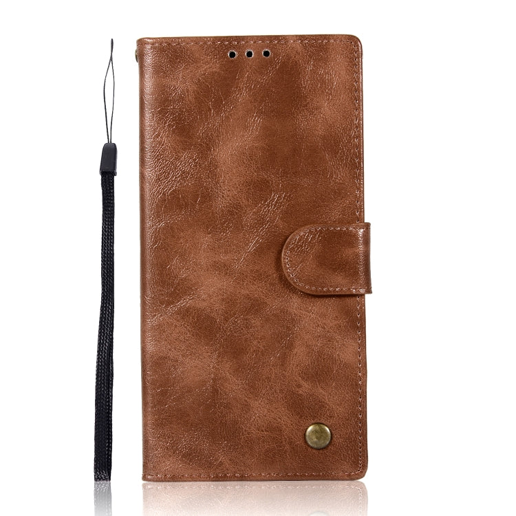 For Sony Xperia XA1 Plus Retro Copper Button Crazy Horse Horizontal Flip PU Leather Case with Holder & Card Slots & Wallet & Lanyard