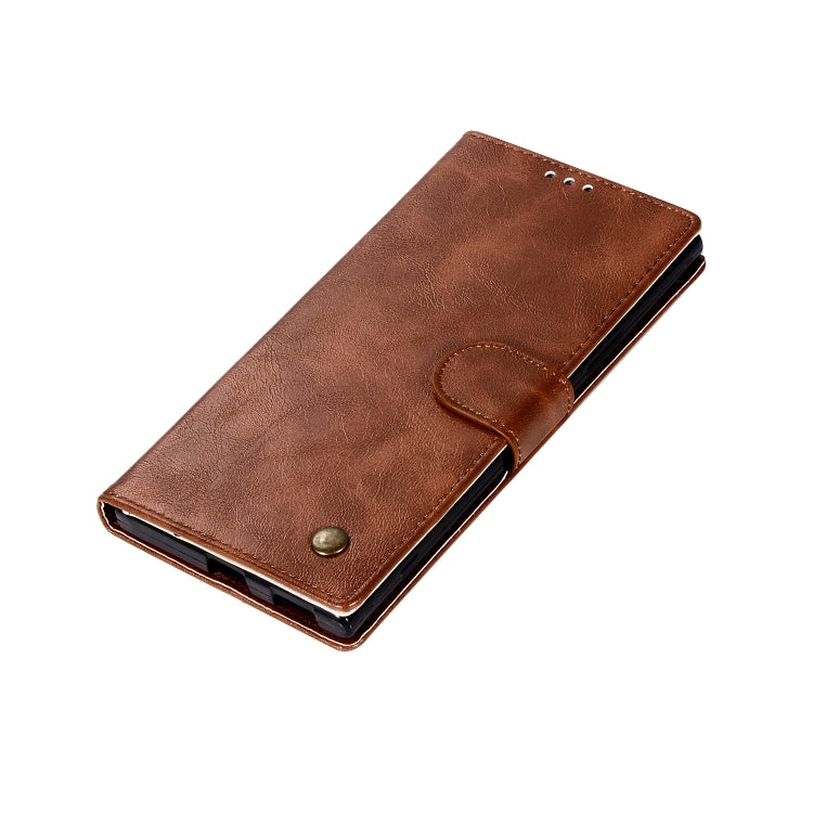 For Sony Xperia XA1 Plus Retro Copper Button Crazy Horse Horizontal Flip PU Leather Case with Holder & Card Slots & Wallet & Lanyard