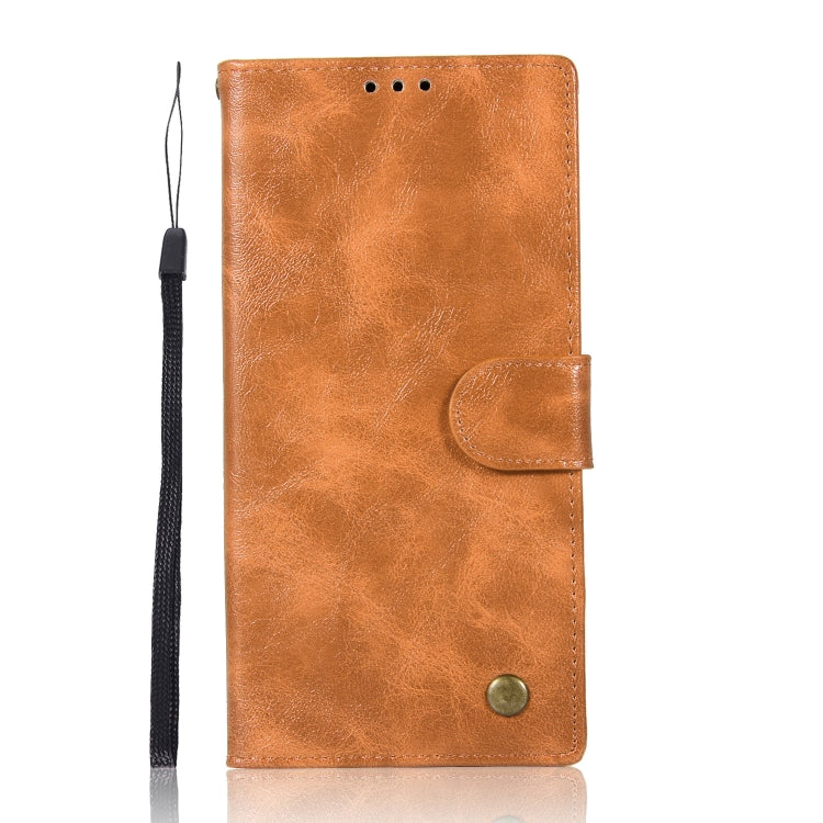 For Sony Xperia XA1 Plus Retro Copper Button Crazy Horse Horizontal Flip PU Leather Case with Holder & Card Slots & Wallet & Lanyard