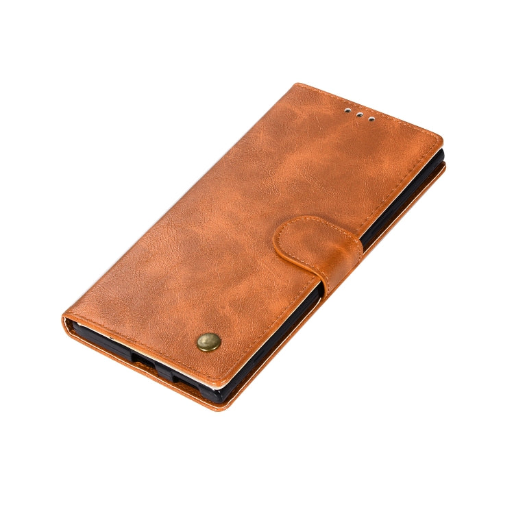For Sony Xperia XA1 Plus Retro Copper Button Crazy Horse Horizontal Flip PU Leather Case with Holder & Card Slots & Wallet & Lanyard