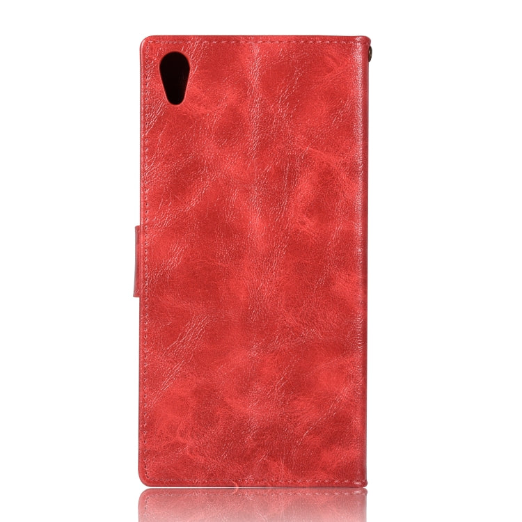 For Sony Xperia XA1 Plus Retro Copper Button Crazy Horse Horizontal Flip PU Leather Case with Holder & Card Slots & Wallet & Lanyard