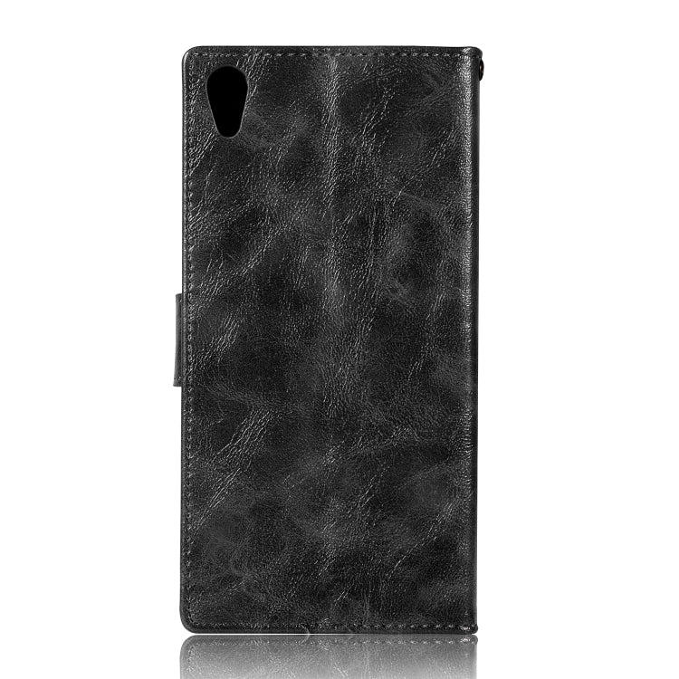 For Sony Xperia XA1 Plus Retro Copper Button Crazy Horse Horizontal Flip PU Leather Case with Holder & Card Slots & Wallet & Lanyard
