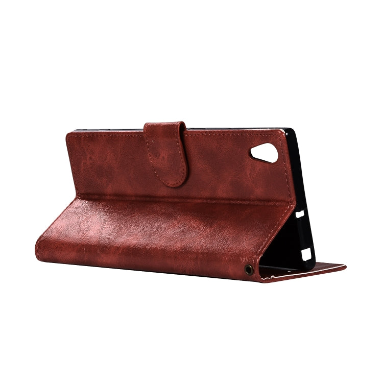 For Sony Xperia XA1 Retro Copper Button Crazy Horse Horizontal Flip PU Leather Case with Holder & Card Slots & Wallet & Lanyard
