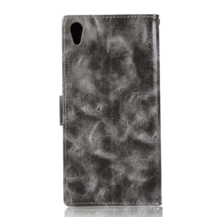 For Sony Xperia XA1 Retro Copper Button Crazy Horse Horizontal Flip PU Leather Case with Holder & Card Slots & Wallet & Lanyard