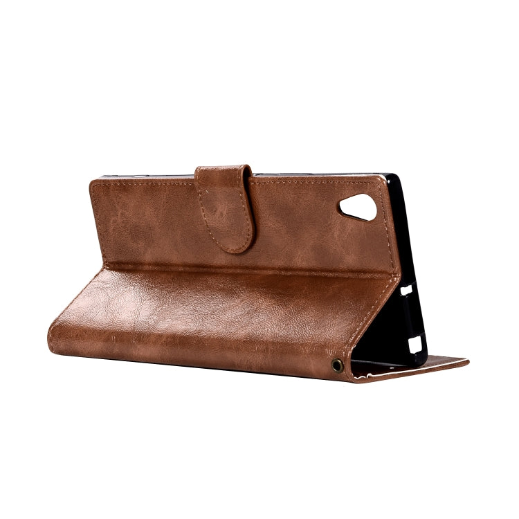 For Sony Xperia XA1 Retro Copper Button Crazy Horse Horizontal Flip PU Leather Case with Holder & Card Slots & Wallet & Lanyard