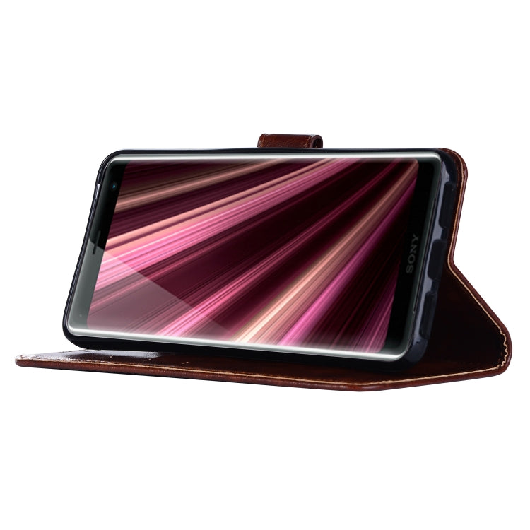 For Sony Xperia XA3 Retro Copper Button Crazy Horse Horizontal Flip PU Leather Case with Holder & Card Slots & Wallet & Lanyard
