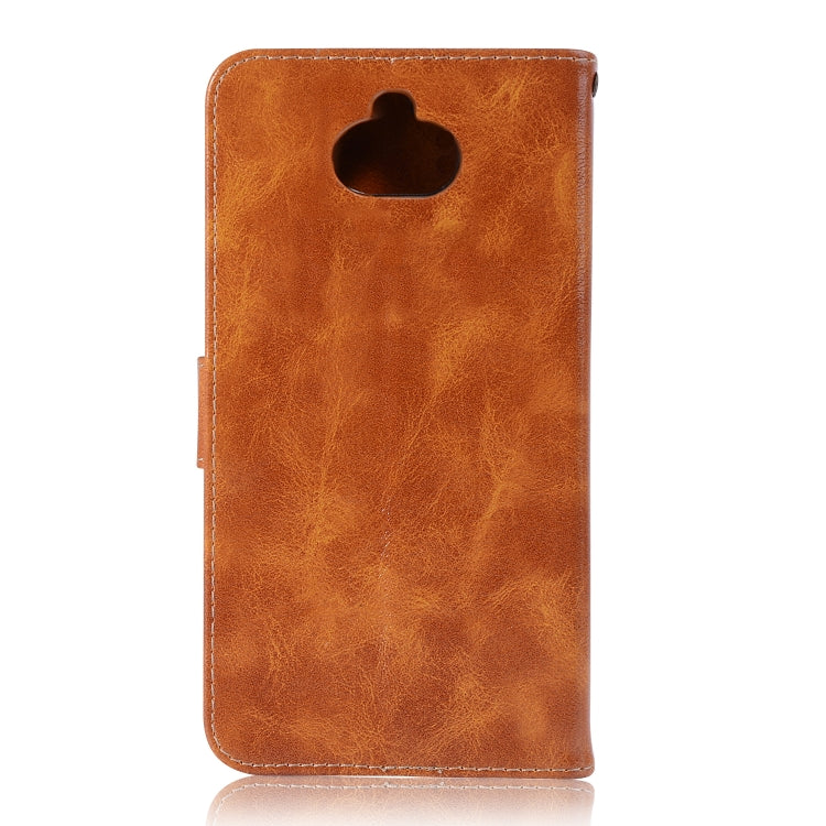 For Sony Xperia XA3 Retro Copper Button Crazy Horse Horizontal Flip PU Leather Case with Holder & Card Slots & Wallet & Lanyard
