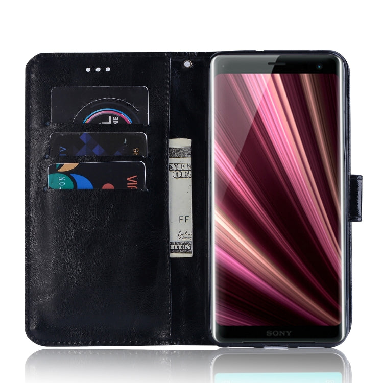 For Sony Xperia XA3 Retro Copper Button Crazy Horse Horizontal Flip PU Leather Case with Holder & Card Slots & Wallet & Lanyard