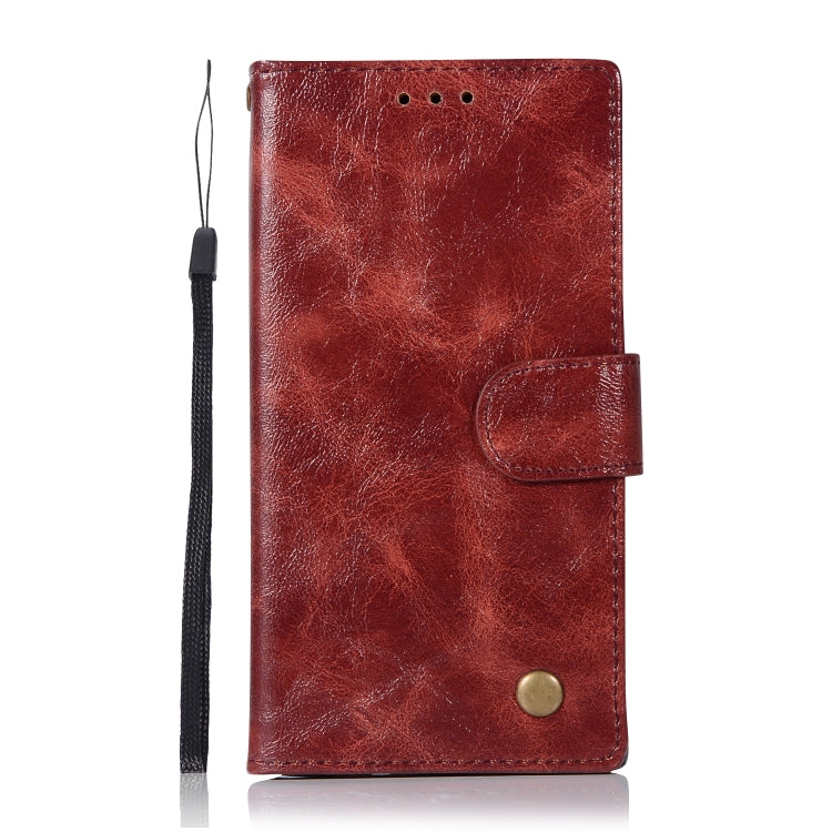 For Sony Xperia XZ1 Retro Copper Button Crazy Horse Horizontal Flip PU Leather Case with Holder & Card Slots & Wallet & Lanyard