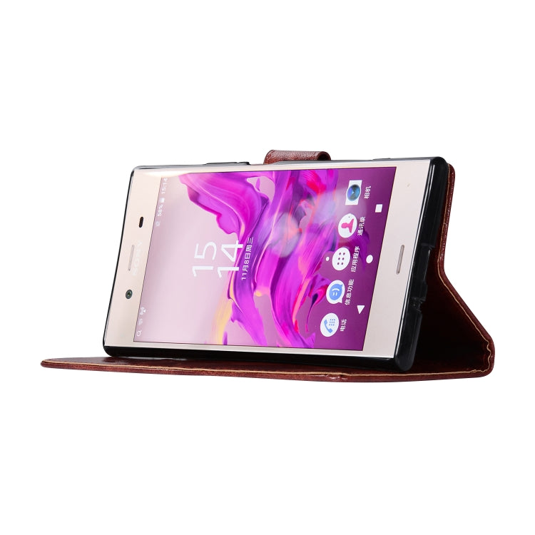 For Sony Xperia XZ1 Retro Copper Button Crazy Horse Horizontal Flip PU Leather Case with Holder & Card Slots & Wallet & Lanyard