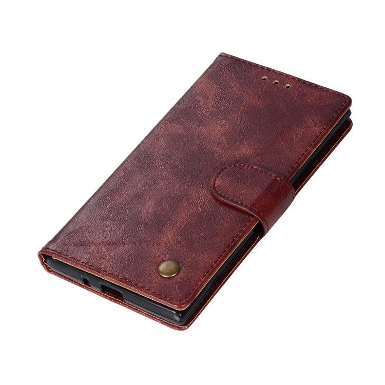 For Sony Xperia XZ1 Retro Copper Button Crazy Horse Horizontal Flip PU Leather Case with Holder & Card Slots & Wallet & Lanyard