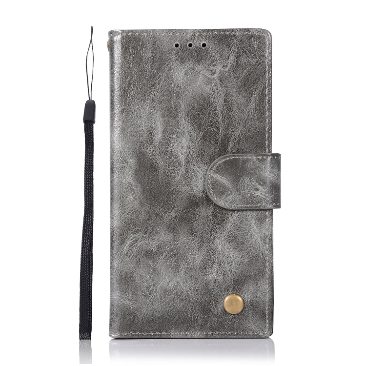 For Sony Xperia XZ1 Retro Copper Button Crazy Horse Horizontal Flip PU Leather Case with Holder & Card Slots & Wallet & Lanyard