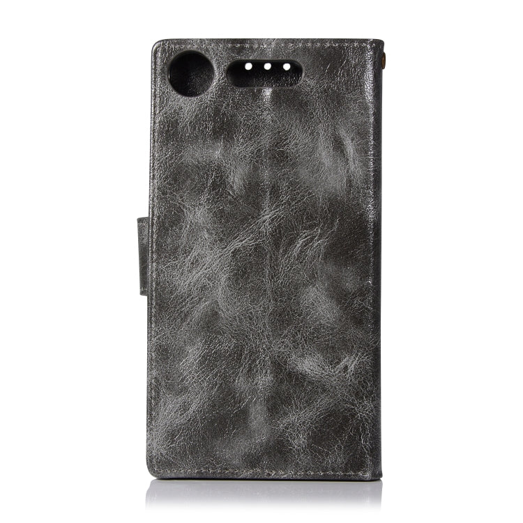 For Sony Xperia XZ1 Retro Copper Button Crazy Horse Horizontal Flip PU Leather Case with Holder & Card Slots & Wallet & Lanyard