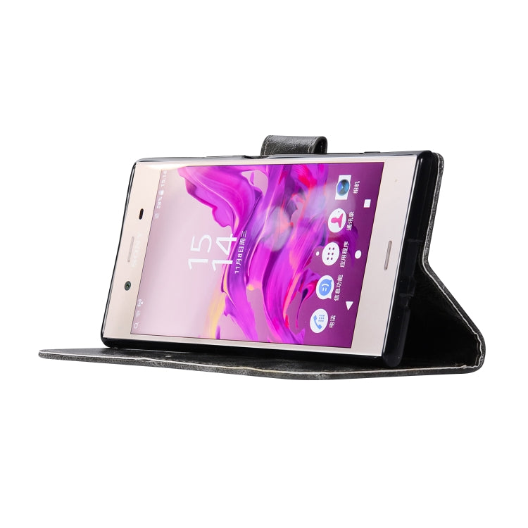 For Sony Xperia XZ1 Retro Copper Button Crazy Horse Horizontal Flip PU Leather Case with Holder & Card Slots & Wallet & Lanyard