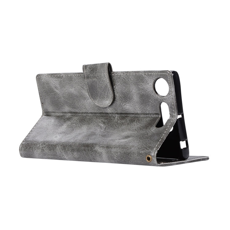 For Sony Xperia XZ1 Retro Copper Button Crazy Horse Horizontal Flip PU Leather Case with Holder & Card Slots & Wallet & Lanyard