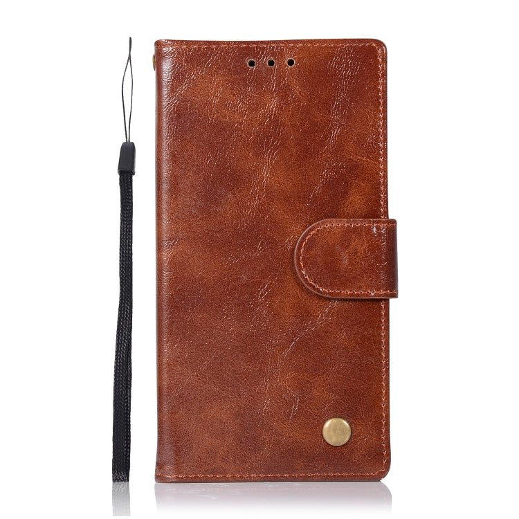 For Sony Xperia XZ1 Retro Copper Button Crazy Horse Horizontal Flip PU Leather Case with Holder & Card Slots & Wallet & Lanyard