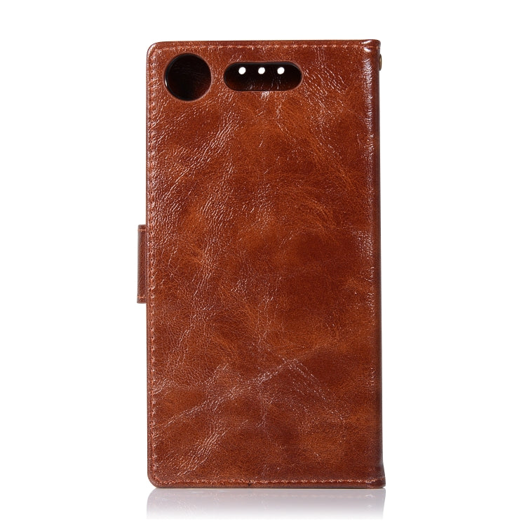 For Sony Xperia XZ1 Retro Copper Button Crazy Horse Horizontal Flip PU Leather Case with Holder & Card Slots & Wallet & Lanyard