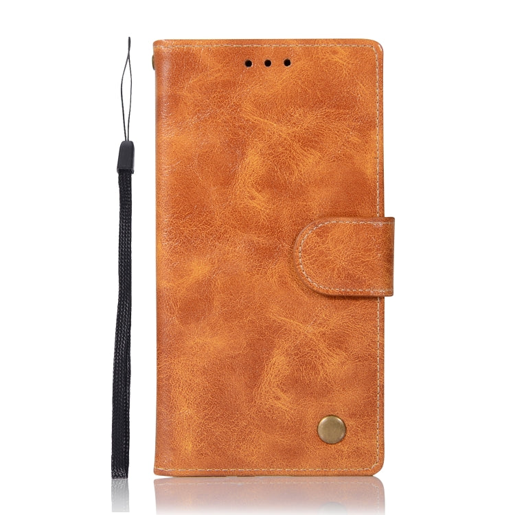 For Sony Xperia XZ1 Retro Copper Button Crazy Horse Horizontal Flip PU Leather Case with Holder & Card Slots & Wallet & Lanyard