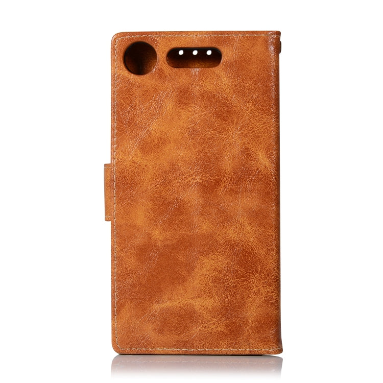 For Sony Xperia XZ1 Retro Copper Button Crazy Horse Horizontal Flip PU Leather Case with Holder & Card Slots & Wallet & Lanyard