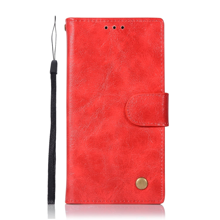 For Sony Xperia XZ1 Retro Copper Button Crazy Horse Horizontal Flip PU Leather Case with Holder & Card Slots & Wallet & Lanyard