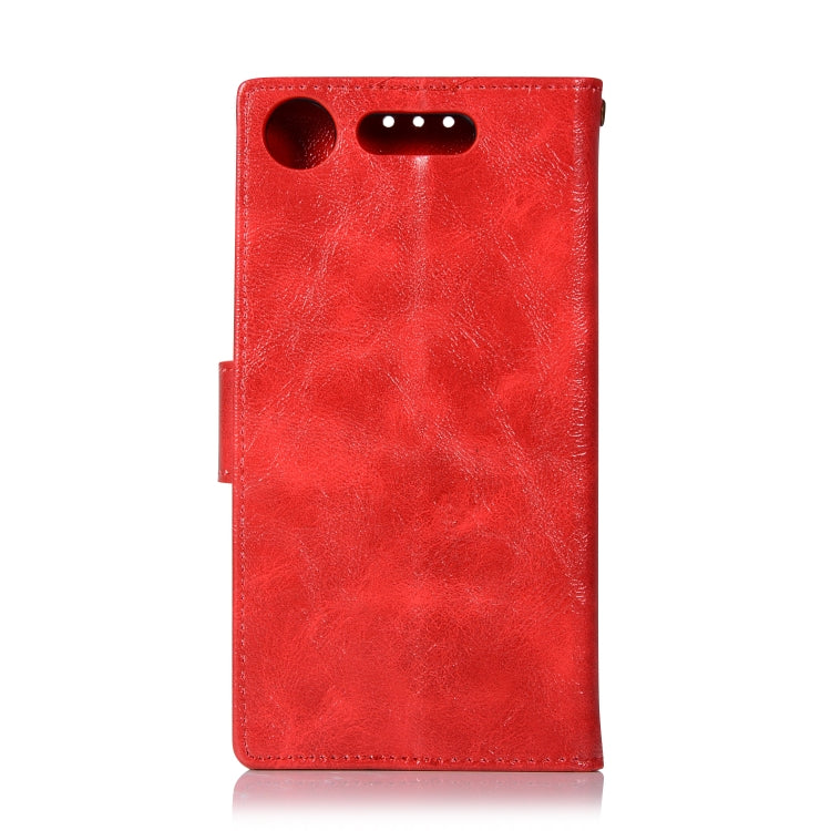 For Sony Xperia XZ1 Retro Copper Button Crazy Horse Horizontal Flip PU Leather Case with Holder & Card Slots & Wallet & Lanyard