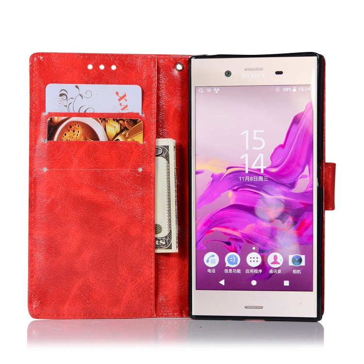 For Sony Xperia XZ1 Retro Copper Button Crazy Horse Horizontal Flip PU Leather Case with Holder & Card Slots & Wallet & Lanyard