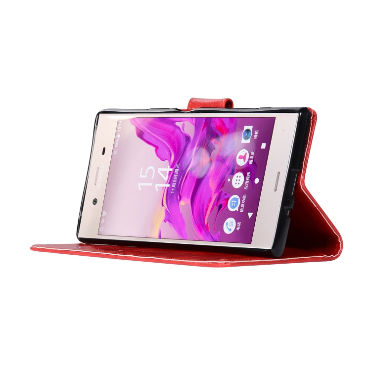 For Sony Xperia XZ1 Retro Copper Button Crazy Horse Horizontal Flip PU Leather Case with Holder & Card Slots & Wallet & Lanyard
