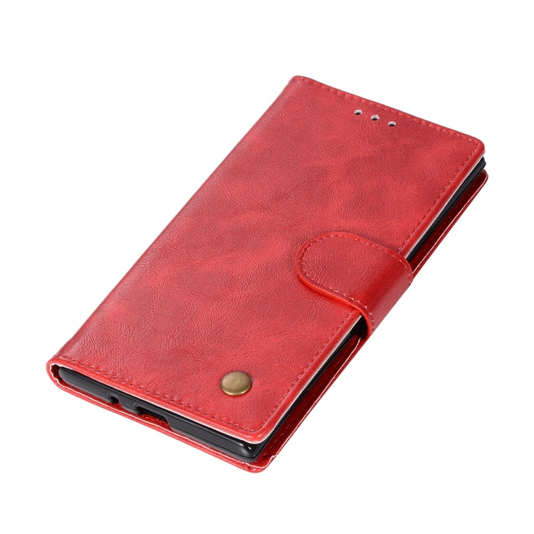 For Sony Xperia XZ1 Retro Copper Button Crazy Horse Horizontal Flip PU Leather Case with Holder & Card Slots & Wallet & Lanyard