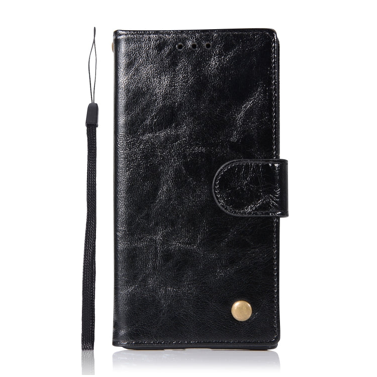 For Sony Xperia XZ1 Retro Copper Button Crazy Horse Horizontal Flip PU Leather Case with Holder & Card Slots & Wallet & Lanyard